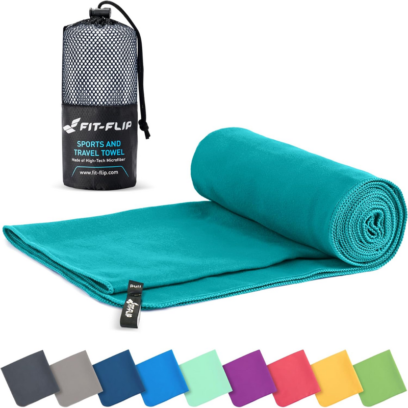 Fit-Flip Mikrofaser Handtuch - kompakte Microfaser Handtücher - ideal als Sporthandtuch, Reisehandtuch, Strandtuch - schnelltrocknend und leicht - Badetuch groß - Sport, Fitness, Sauna