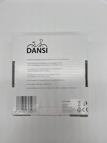 DANSI Fahrradleuchten-Set StVZO I LED-Fahrradlicht I Rad-Licht hell vorne