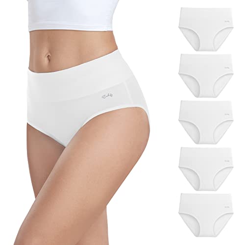 anqier Unterhosen Damen, 5er Pack Stretch Baumwolle Hohe Taille Slips Damen Atmungsaktiv Panties Weich Frauen Unterwäsche