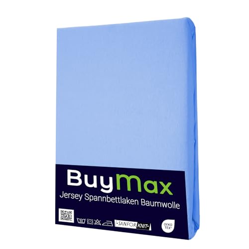 Buymax Spannbettlaken 140x200cm Baumwolle 100% Spannbetttuch Bettlaken Jersey, Matratzenhöhe bis 25 cm, Farbe Anthrazit-Grau ÖKO TEX Standard