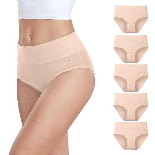 anqier Unterhosen Damen, 5er Pack Stretch Baumwolle Hohe Taille Slips Damen Atmungsaktiv Panties Weich Frauen Unterwäsche