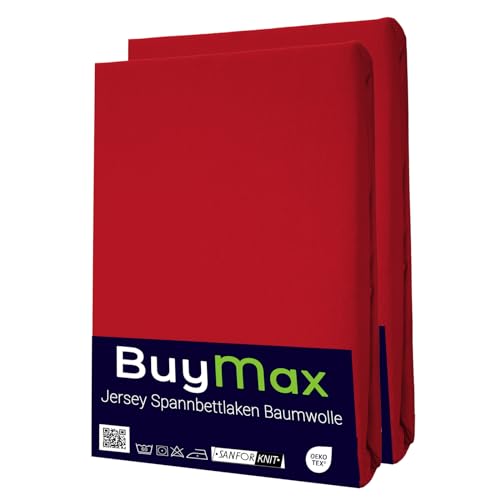 Buymax Spannbettlaken 140x200cm Baumwolle 100% Spannbetttuch Bettlaken Jersey, Matratzenhöhe bis 25 cm, Farbe Anthrazit-Grau ÖKO TEX Standard