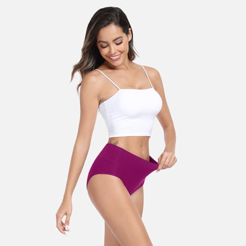 anqier Unterhosen Damen, 5er Pack Stretch Baumwolle Hohe Taille Slips Damen Atmungsaktiv Panties Weich Frauen Unterwäsche