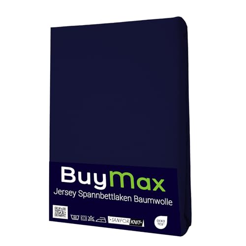 Buymax Spannbettlaken 140x200cm Baumwolle 100% Spannbetttuch Bettlaken Jersey, Matratzenhöhe bis 25 cm, Farbe Anthrazit-Grau ÖKO TEX Standard