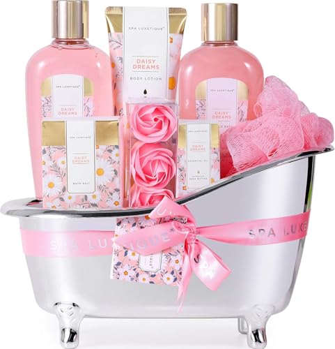 SPA LUXETIQUE Damen Bade Geschenkset - Beauty Set für Frauen 8 tlg. Geburtstagsgeschenk Vanilleduft Bade Set mit Deko Badewanne, Spa Set, Wellness Set für Frauen, Weihnachtsgeschenke für Frauen