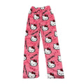 Hello Kἰtty Damen Schlafanzughose Hosen Lang Flanell Pyjama Hose Damen Schlafhose Weich Kawaii Pyjamas Anime Bequeme Warme Pyjamahose Lounge Hose Ideal zum Schlafen Warmes Geschenk für sie