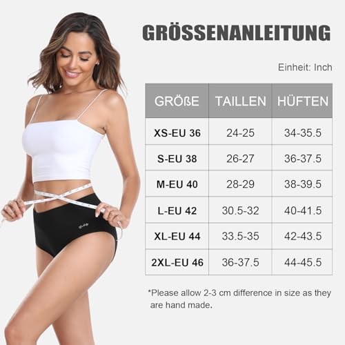 anqier Unterhosen Damen, 5er Pack Stretch Baumwolle Hohe Taille Slips Damen Atmungsaktiv Panties Weich Frauen Unterwäsche