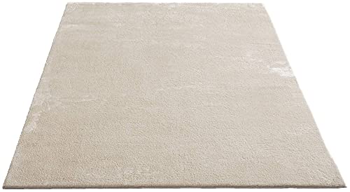 the carpet Relax kuscheliger Kurzflor Teppich, Anti-Rutsch Unterseite, Waschbar bis 30 Grad, Super Soft, Felloptik, Creme, 200 x 280 cm