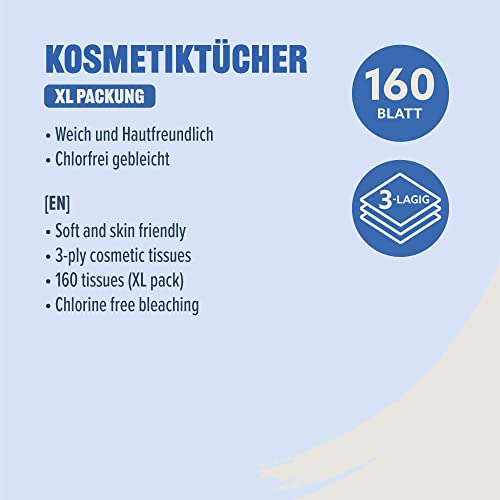 by Amazon Kosmetiktuchbox 3-lagig XL Packung, 160 Stück, 1er-Pack