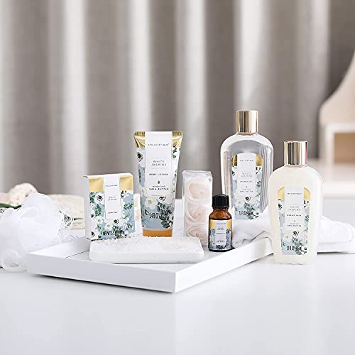 SPA LUXETIQUE Damen Bade Geschenkset - Beauty Set für Frauen 8 tlg. Geburtstagsgeschenk Vanilleduft Bade Set mit Deko Badewanne, Spa Set, Wellness Set für Frauen, Weihnachtsgeschenke für Frauen