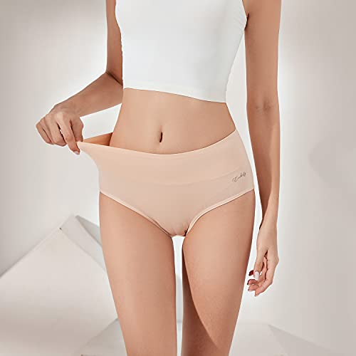 anqier Unterhosen Damen, 5er Pack Stretch Baumwolle Hohe Taille Slips Damen Atmungsaktiv Panties Weich Frauen Unterwäsche