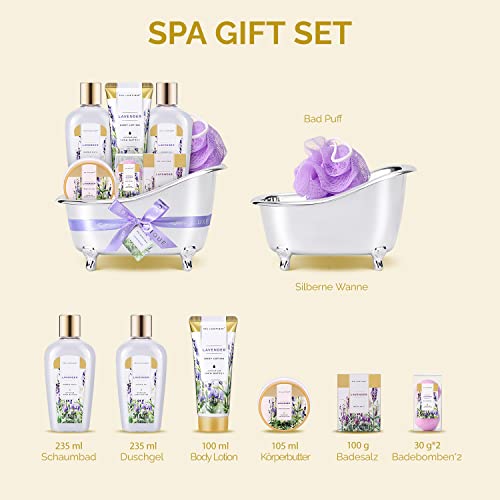 SPA LUXETIQUE Damen Bade Geschenkset - Beauty Set für Frauen 8 tlg. Geburtstagsgeschenk Vanilleduft Bade Set mit Deko Badewanne, Spa Set, Wellness Set für Frauen, Weihnachtsgeschenke für Frauen