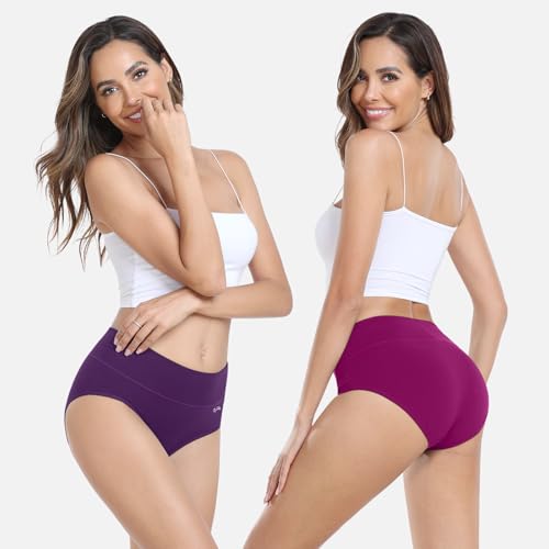 anqier Unterhosen Damen, 5er Pack Stretch Baumwolle Hohe Taille Slips Damen Atmungsaktiv Panties Weich Frauen Unterwäsche