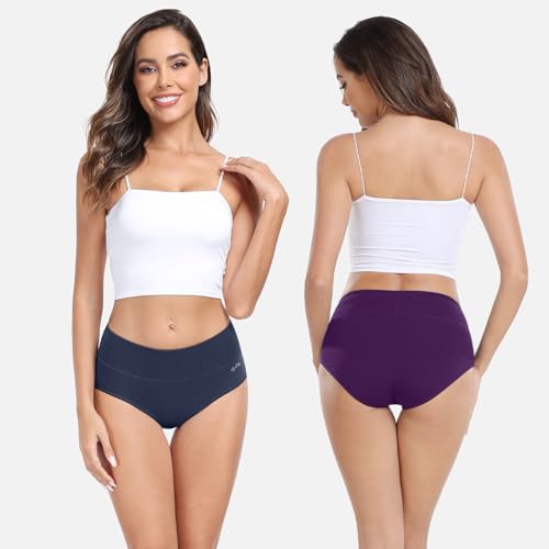 anqier Unterhosen Damen, 5er Pack Stretch Baumwolle Hohe Taille Slips Damen Atmungsaktiv Panties Weich Frauen Unterwäsche