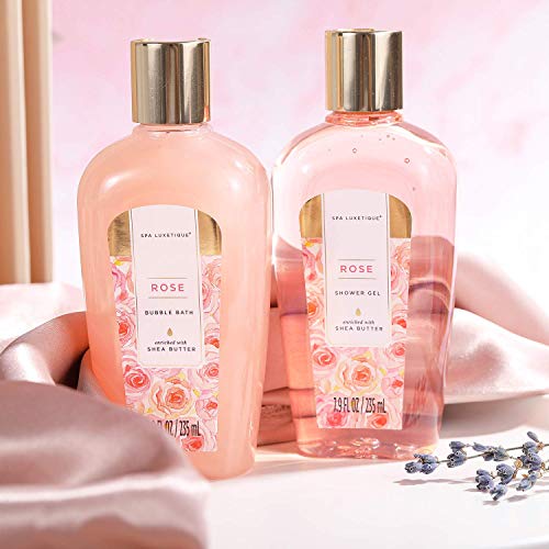 SPA LUXETIQUE Damen Bade Geschenkset - Beauty Set für Frauen 8 tlg. Geburtstagsgeschenk Vanilleduft Bade Set mit Deko Badewanne, Spa Set, Wellness Set für Frauen, Weihnachtsgeschenke für Frauen