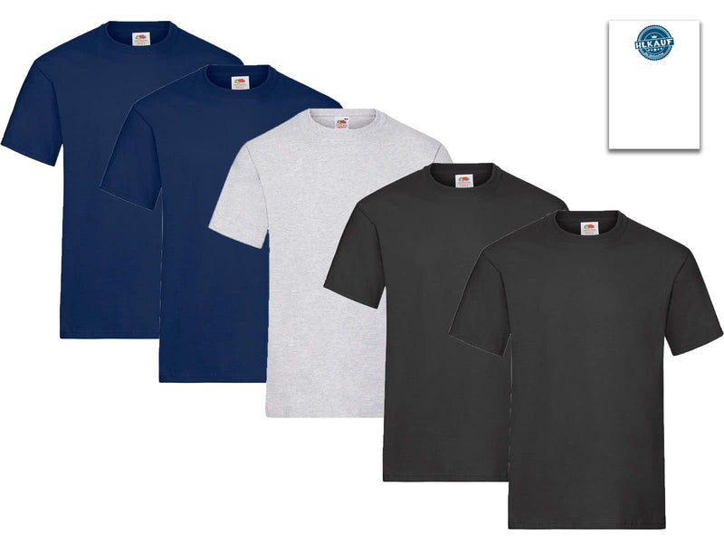 Fruit of the Loom Herren T-Shirt 5er-Pack Heavy Cotton M L XL XXL 3XL Diverse Farbsets