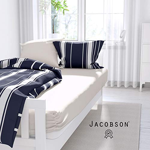 Jacobson Jersey Spannbettlaken Spannbetttuch Baumwolle Bettlaken (180x200-200x200 cm, Grau)