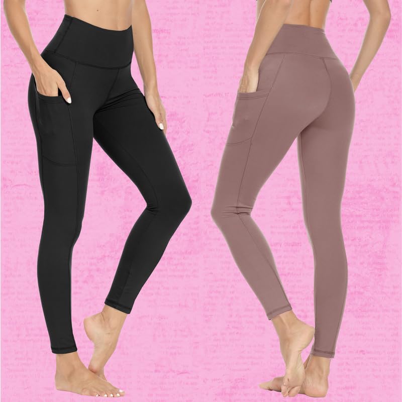 CAMPSNAIL 2er Pack Leggings Damen Schwarz- High Waist Sportleggins Blickdicht Sporthose für Gym Yoga