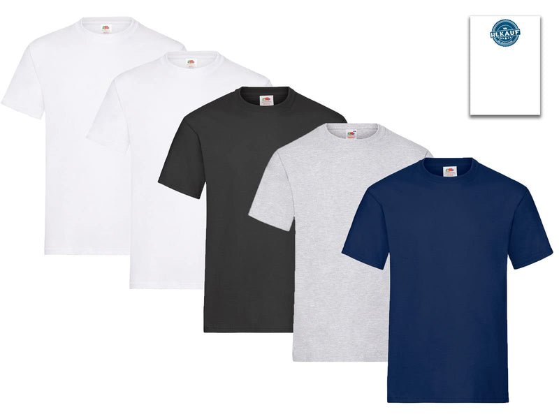 Fruit of the Loom Herren T-Shirt 5er-Pack Heavy Cotton M L XL XXL 3XL Diverse Farbsets