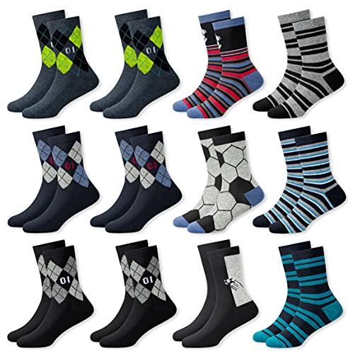 MC.TAM Jungen Mädchen Herren Damen Kinder Unisex Bunte Socken 12 Paar 90% Baumwolle