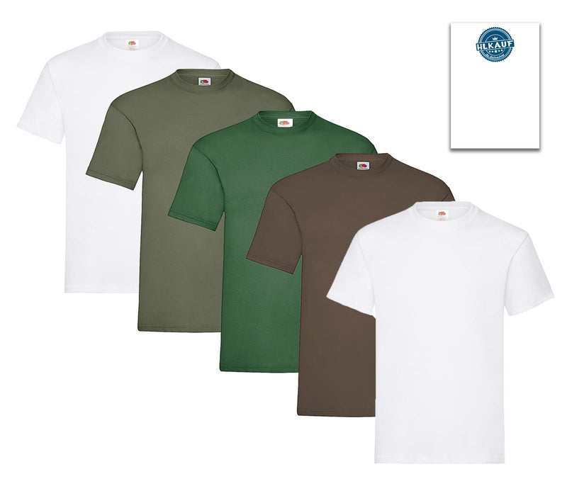 Fruit of the Loom Herren T-Shirt 5er-Pack Heavy Cotton M L XL XXL 3XL Diverse Farbsets