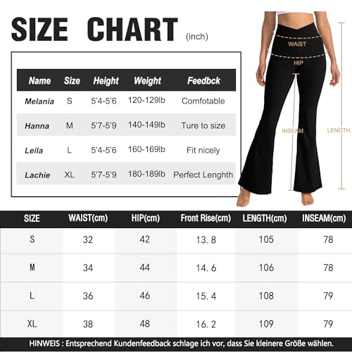 Flared Leggings Yogahose Damen Schlaghose Blickdicht Cross Waist Bootleg Sporthose Bootcut Jogginghose Jazzpants Fitnesshose