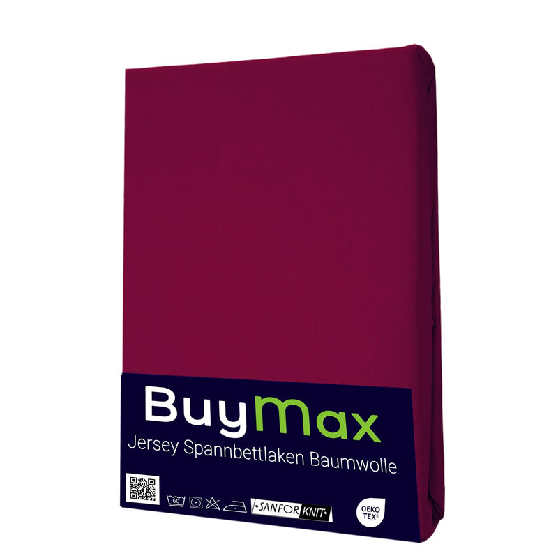 Buymax Spannbettlaken 140x200cm Baumwolle 100% Spannbetttuch Bettlaken Jersey, Matratzenhöhe bis 25 cm, Farbe Anthrazit-Grau ÖKO TEX Standard