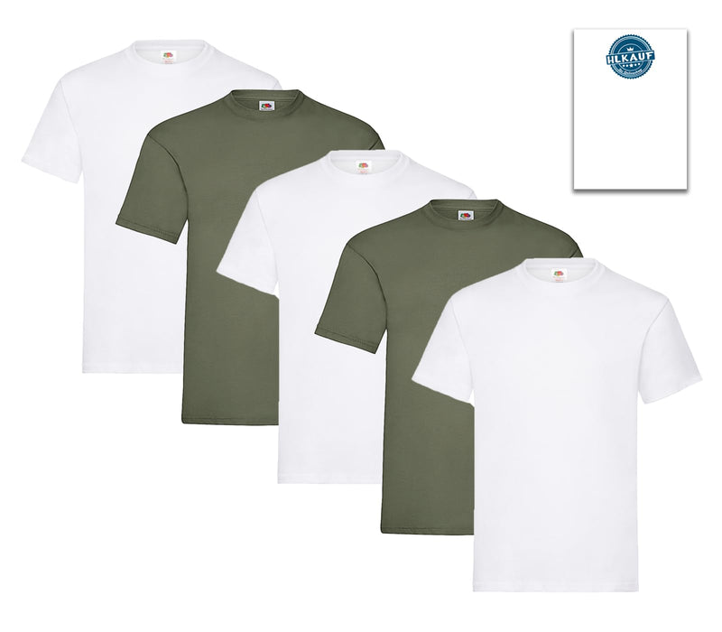 Fruit of the Loom Herren T-Shirt 5er-Pack Heavy Cotton M L XL XXL 3XL Diverse Farbsets