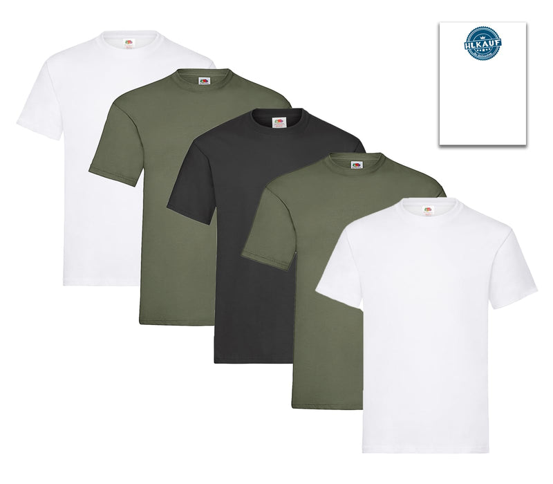 Fruit of the Loom Herren T-Shirt 5er-Pack Heavy Cotton M L XL XXL 3XL Diverse Farbsets