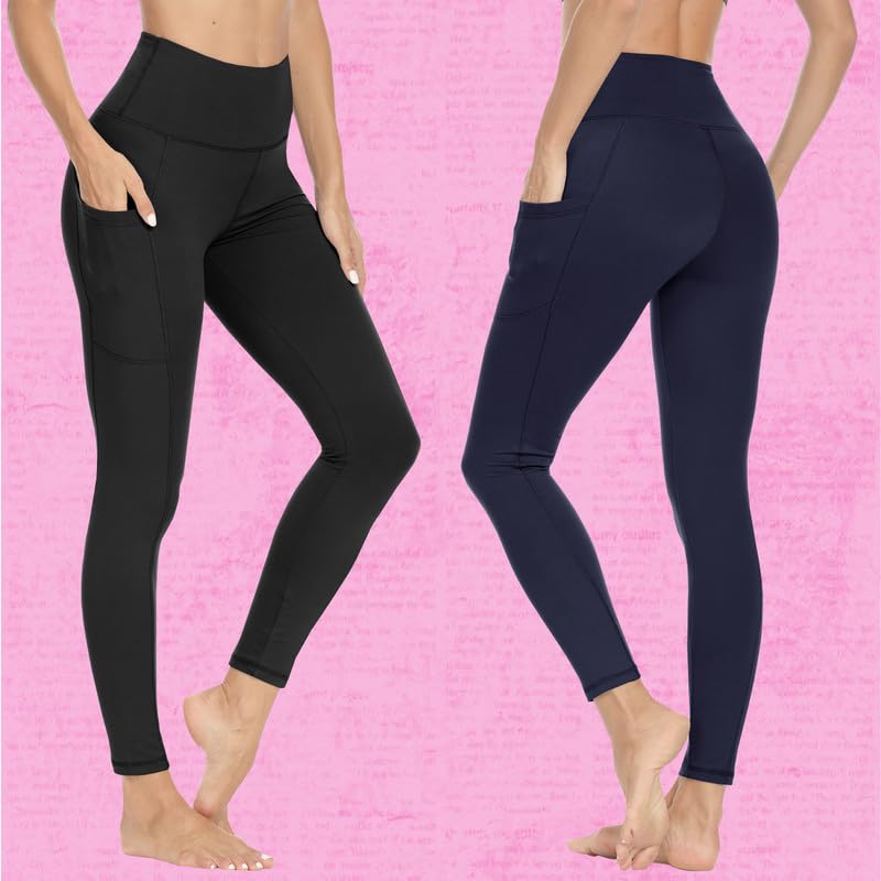 CAMPSNAIL 2er Pack Leggings Damen Schwarz- High Waist Sportleggins Blickdicht Sporthose für Gym Yoga