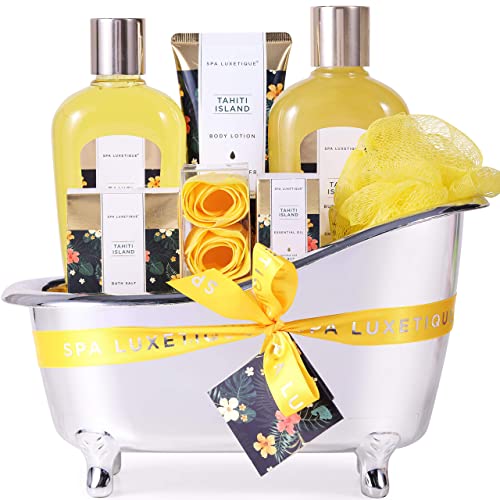 SPA LUXETIQUE Damen Bade Geschenkset - Beauty Set für Frauen 8 tlg. Geburtstagsgeschenk Vanilleduft Bade Set mit Deko Badewanne, Spa Set, Wellness Set für Frauen, Weihnachtsgeschenke für Frauen