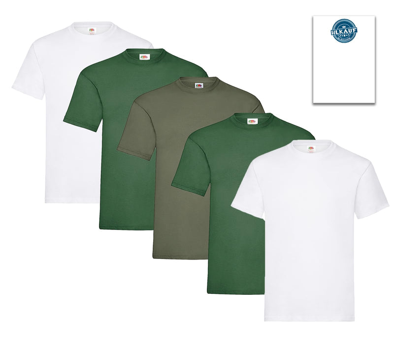 Fruit of the Loom Herren T-Shirt 5er-Pack Heavy Cotton M L XL XXL 3XL Diverse Farbsets