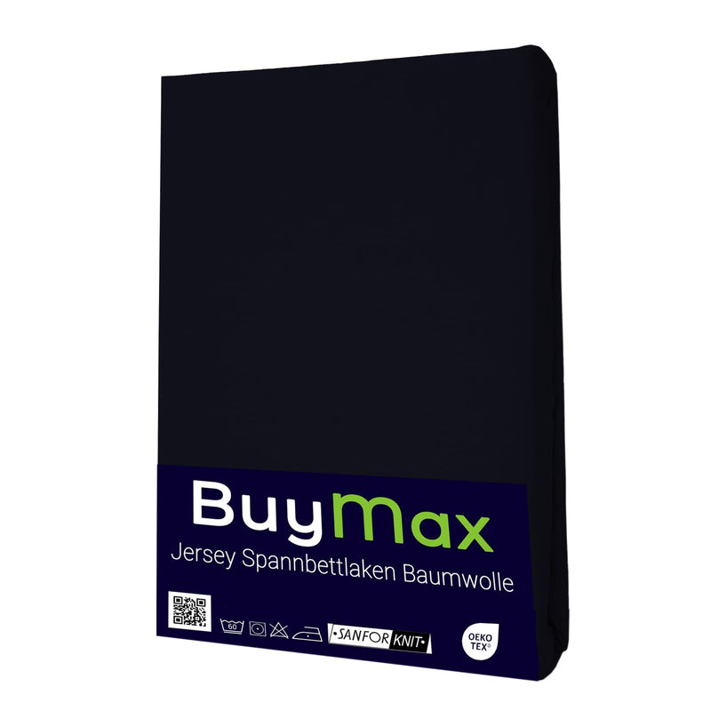 Buymax Spannbettlaken 140x200cm Baumwolle 100% Spannbetttuch Bettlaken Jersey, Matratzenhöhe bis 25 cm, Farbe Anthrazit-Grau ÖKO TEX Standard