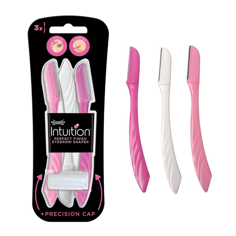 WILKINSON SWORD – Intuition Augenbrauenformer für Frauen | Gesichtshaarentferner und -trimmer | Peeling-Dermaplaning-Tool | Packung mit 3 Einwegrasierern