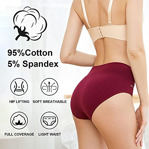 anqier Unterhosen Damen, 5er Pack Stretch Baumwolle Hohe Taille Slips Damen Atmungsaktiv Panties Weich Frauen Unterwäsche