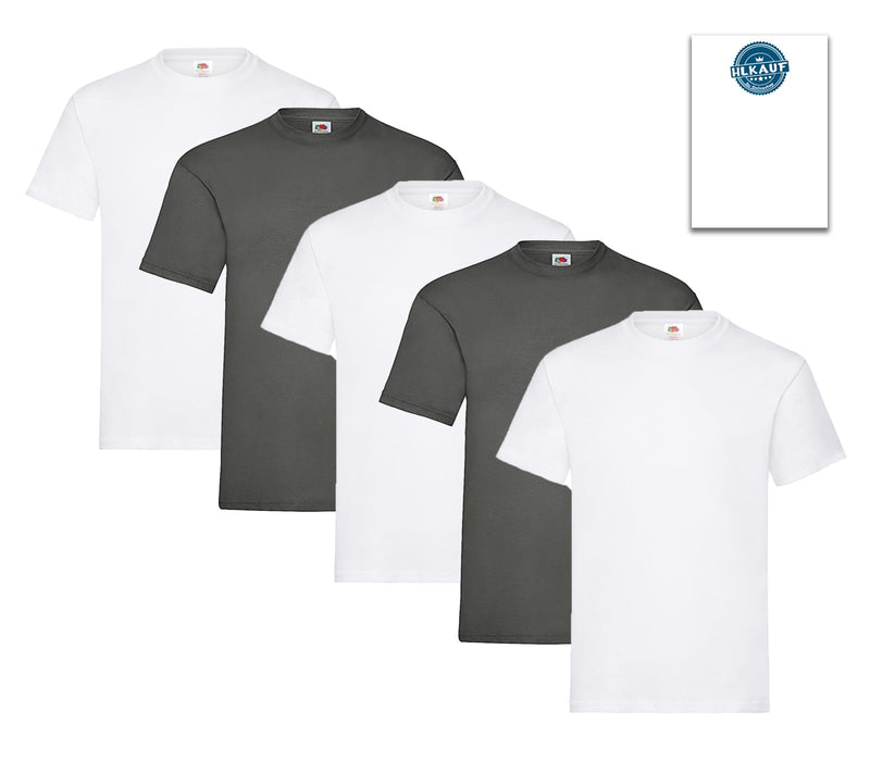 Fruit of the Loom Herren T-Shirt 5er-Pack Heavy Cotton M L XL XXL 3XL Diverse Farbsets