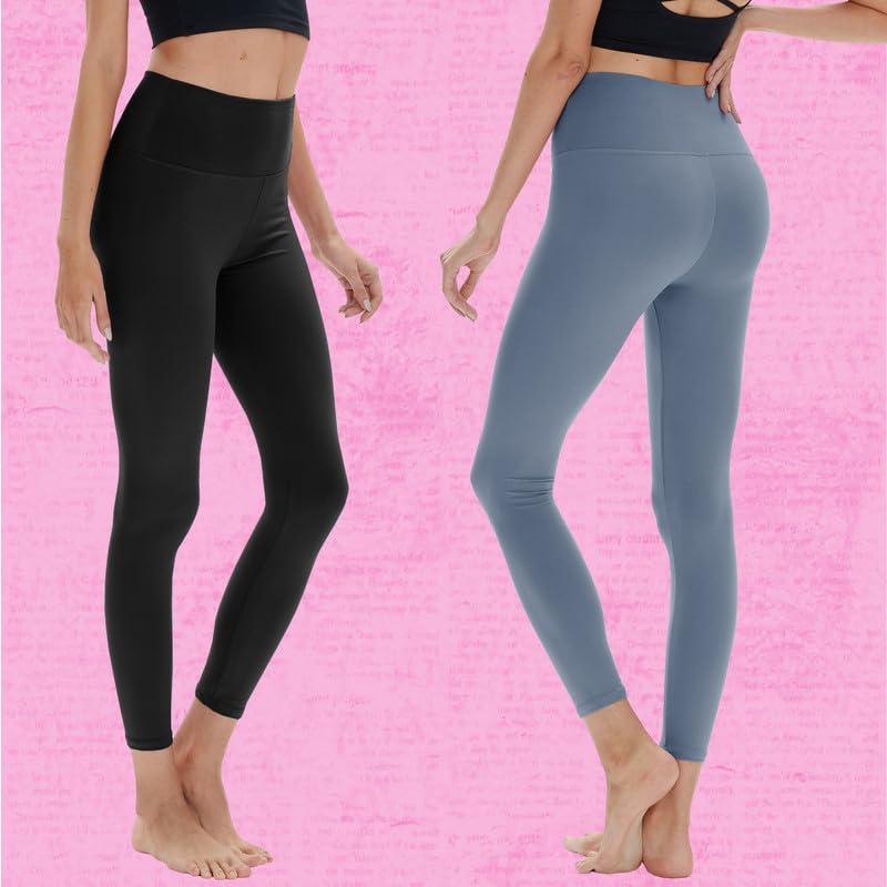 CAMPSNAIL 2er Pack Leggings Damen Schwarz- High Waist Sportleggins Blickdicht Sporthose für Gym Yoga