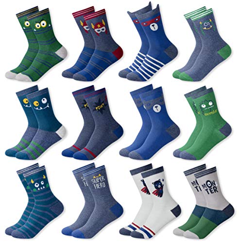 MC.TAM Jungen Mädchen Herren Damen Kinder Unisex Bunte Socken 12 Paar 90% Baumwolle