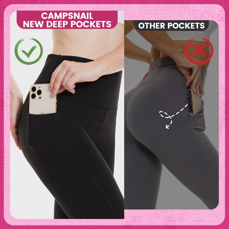 CAMPSNAIL 2er Pack Leggings Damen Schwarz- High Waist Sportleggins Blickdicht Sporthose für Gym Yoga