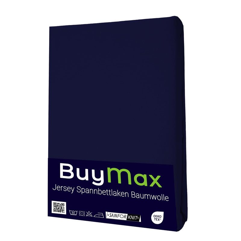 Buymax Spannbettlaken 140x200cm Baumwolle 100% Spannbetttuch Bettlaken Jersey, Matratzenhöhe bis 25 cm, Farbe Anthrazit-Grau ÖKO TEX Standard