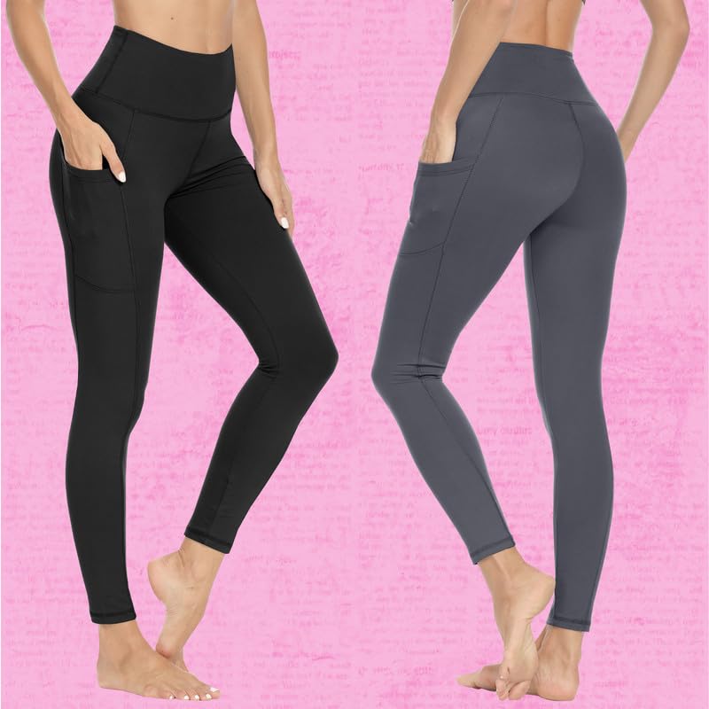 CAMPSNAIL 2er Pack Leggings Damen Schwarz- High Waist Sportleggins Blickdicht Sporthose für Gym Yoga