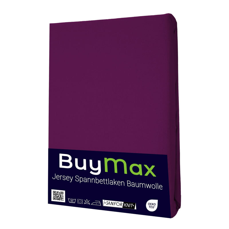 Buymax Spannbettlaken 140x200cm Baumwolle 100% Spannbetttuch Bettlaken Jersey, Matratzenhöhe bis 25 cm, Farbe Anthrazit-Grau ÖKO TEX Standard