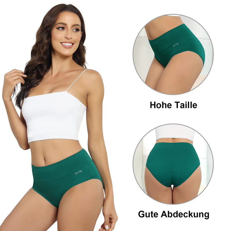 anqier Unterhosen Damen, 5er Pack Stretch Baumwolle Hohe Taille Slips Damen Atmungsaktiv Panties Weich Frauen Unterwäsche