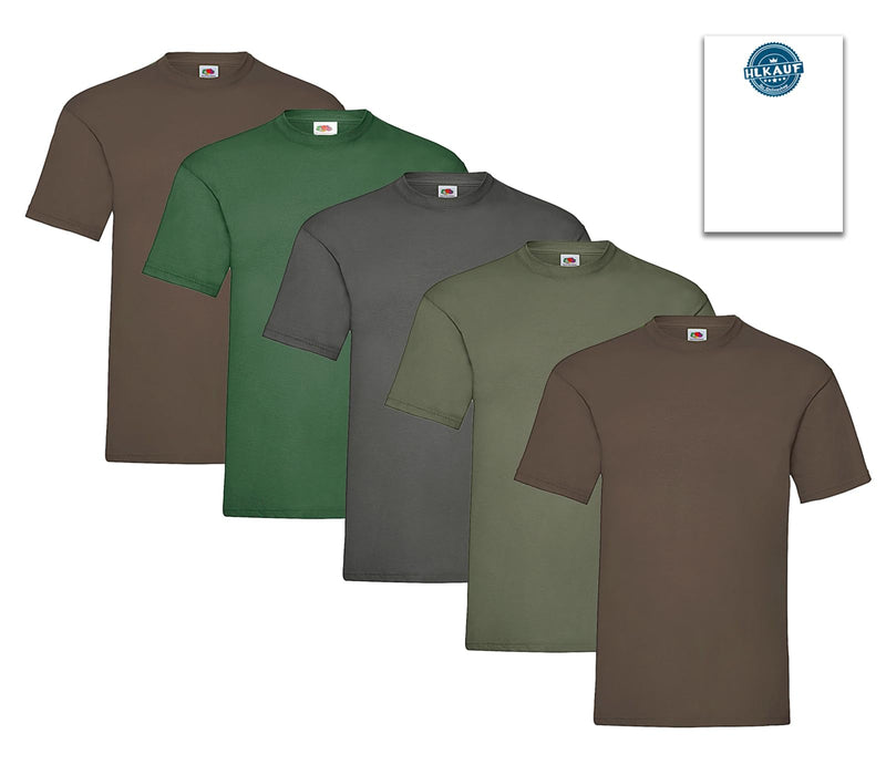 Fruit of the Loom Herren T-Shirt 5er-Pack Heavy Cotton M L XL XXL 3XL Diverse Farbsets