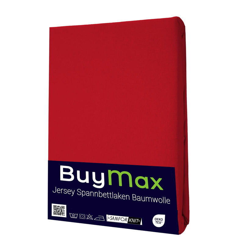 Buymax Spannbettlaken 140x200cm Baumwolle 100% Spannbetttuch Bettlaken Jersey, Matratzenhöhe bis 25 cm, Farbe Anthrazit-Grau ÖKO TEX Standard