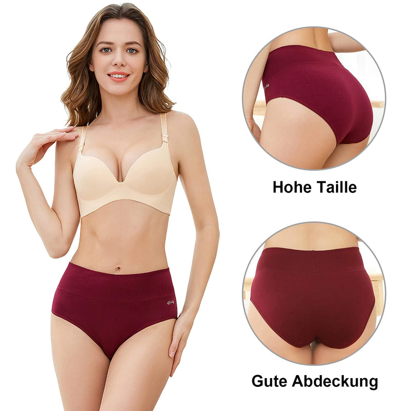 anqier Unterhosen Damen, 5er Pack Stretch Baumwolle Hohe Taille Slips Damen Atmungsaktiv Panties Weich Frauen Unterwäsche