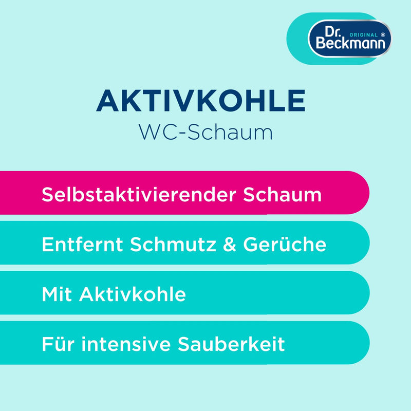 Dr. Beckmann Aktivkohle Wc-Schaum, Selbstaktivierender Schaum 3x 100 g