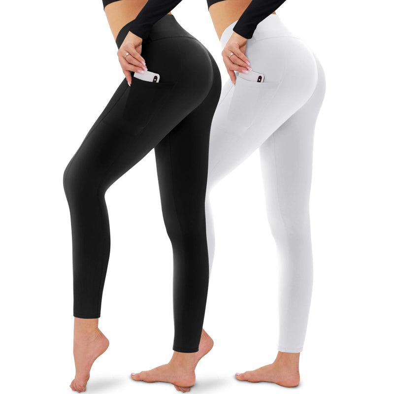 CAMPSNAIL 2er Pack Leggings Damen Schwarz- High Waist Sportleggins Blickdicht Sporthose für Gym Yoga