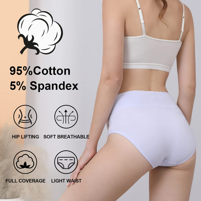 anqier Unterhosen Damen, 5er Pack Stretch Baumwolle Hohe Taille Slips Damen Atmungsaktiv Panties Weich Frauen Unterwäsche