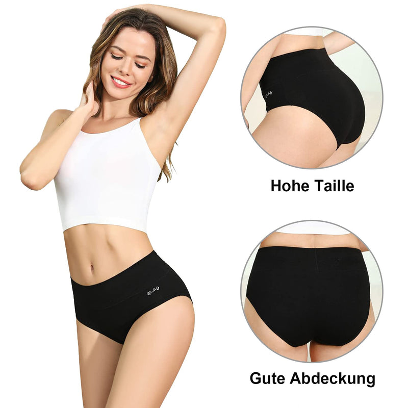 anqier Unterhosen Damen, 5er Pack Stretch Baumwolle Hohe Taille Slips Damen Atmungsaktiv Panties Weich Frauen Unterwäsche